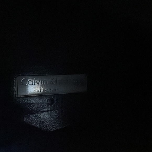 Calvin Klein Collection Black Leather Wooden Wedges size 7 - Picture 6 of 16